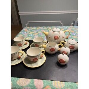 13pc Williraye Farmhouse Rose Tea Set Teapot Sugar Creamer Cups Saucers